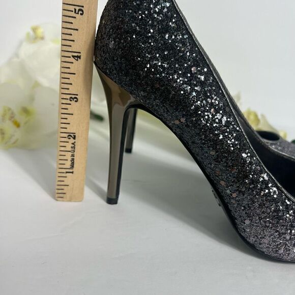 Michael By Michael Kors CLAIRE Pumps Womens Size 8 Gunmetal Glitter Fabric - Picture 3 of 12